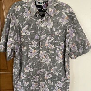 Men's Gray Reverse Fabric Print Floral Shirt